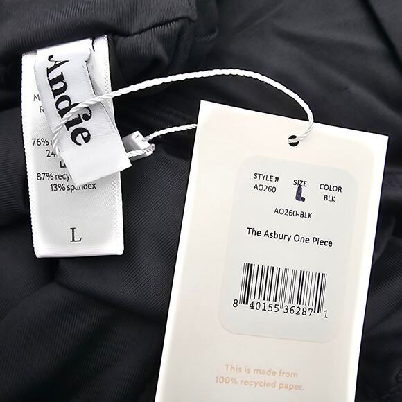 Andie Swim Womans size L The Asbury One Piece Swimsuit in Black High Neck NEW - Picture 7 of 8